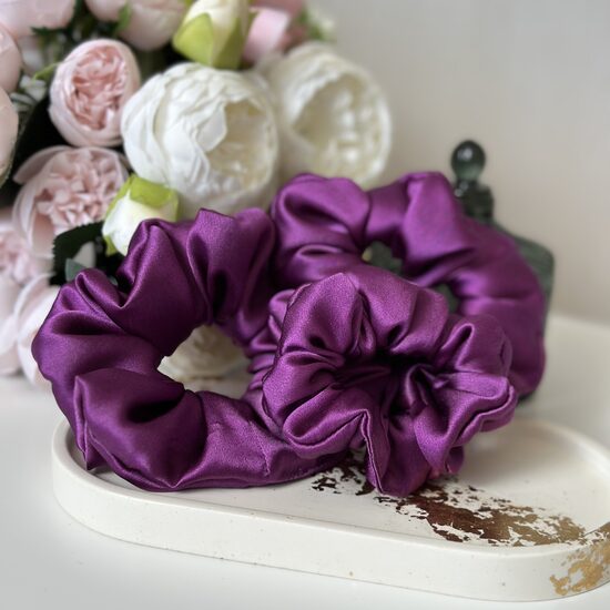 Zīda matu gumijas, tumši violetas