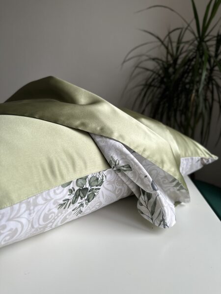 Vienpusējā zīda spilvendrāna, 50x70cm, zaļa 